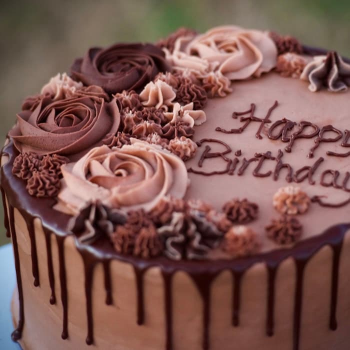 A decorated birthday cake